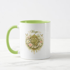 Virgo Zodiac Floral Heart Mug – Elegant Astrology  Tasse