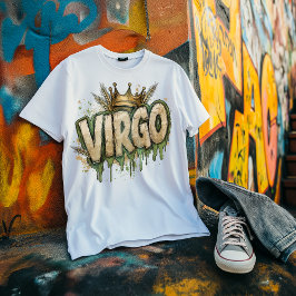 Virgo Zodiac Graffiti Airbrush im Detail mit Crown T-Shirt