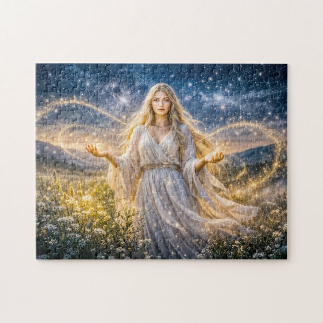 Virgo Zodiac in Enchanted Night Landscape (Horizontal)