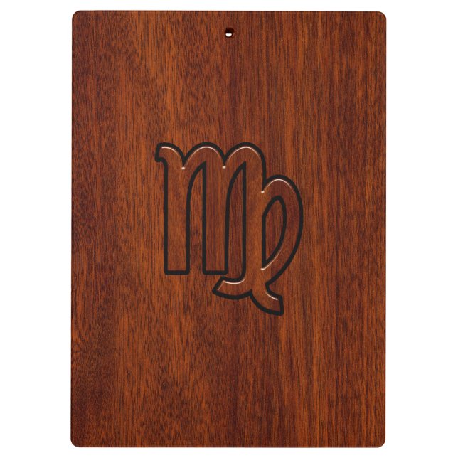 Virgo Zodiac in Mahogany wood style Klemmbrett (Rückseite)