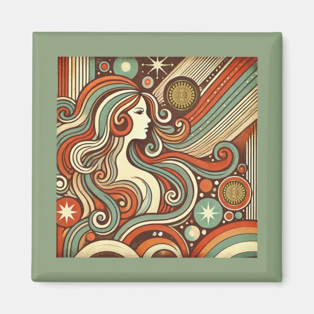 Virgo Zodiac Magnet Retro Design (Vorne)