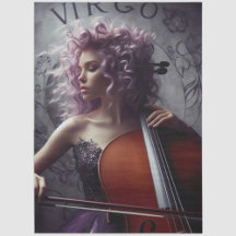 Virgo Zodiac Musician Cello Decoupage