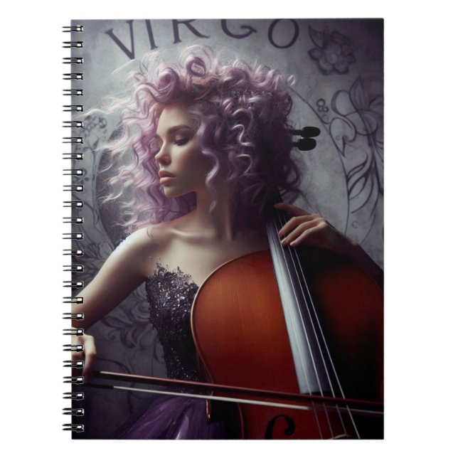 Virgo Zodiac Musician Cello Notizblock (Vorderseite)
