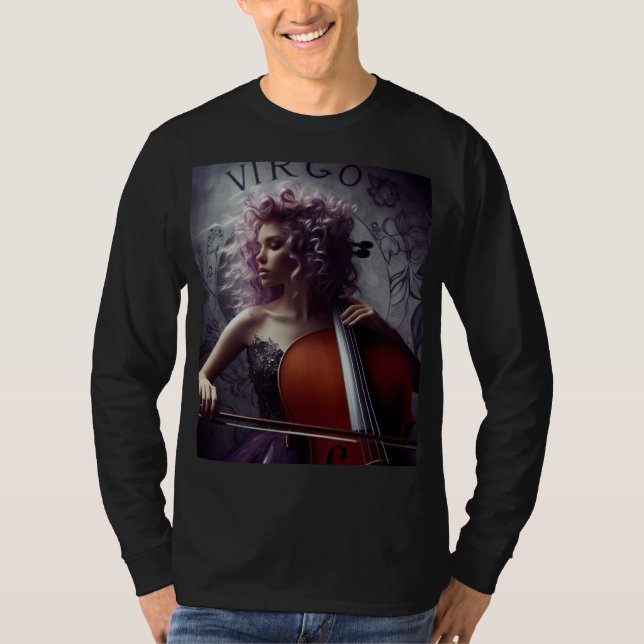 Virgo Zodiac Musician Cello T-Shirt (Vorderseite)