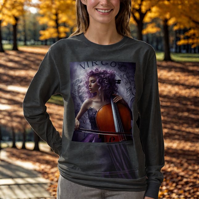Virgo Zodiac Musician Cello T-Shirt (Von Creator hochgeladen)