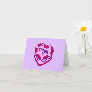 Virgo Zodiac Pastel Heart Birthday Cake Karte