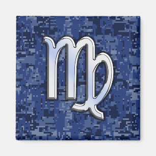 Virgo Zodiac Sign auf Blue Digital Camouflage Magnet