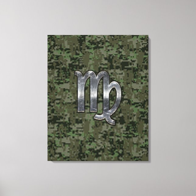 Virgo Zodiac Sign auf der grünen digitalen Camoufl Leinwanddruck (Vorderseite)