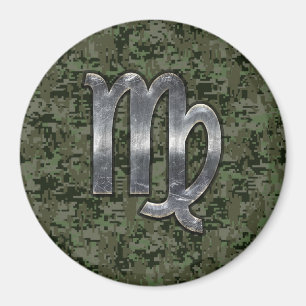 Virgo Zodiac Sign auf der grünen digitalen Camoufl Magnet