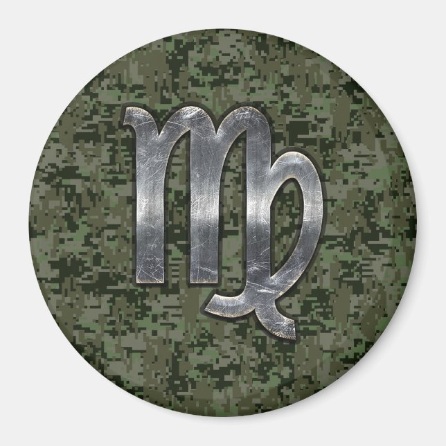 Virgo Zodiac Sign auf der grünen digitalen Camoufl Magnet (Vorne)