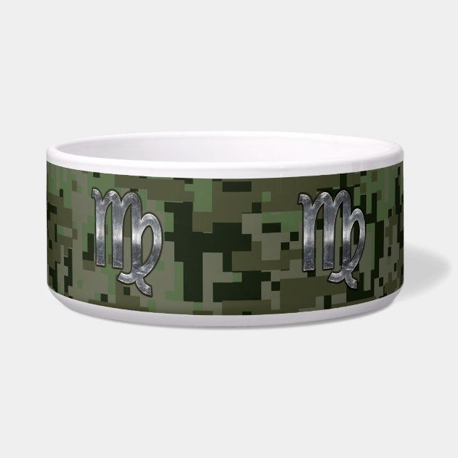 Virgo Zodiac Sign auf Green Digital Camouflage Sty Napf (Vorderseite)