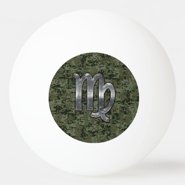 Virgo Zodiac Sign auf Green Digital Camouflage Tischtennisball (Vorderseite)