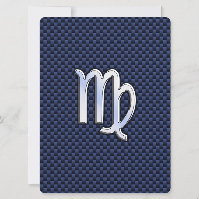 Virgo Zodiac Sign auf Navy Blue Carbon Fibre Print (Vorderseite)
