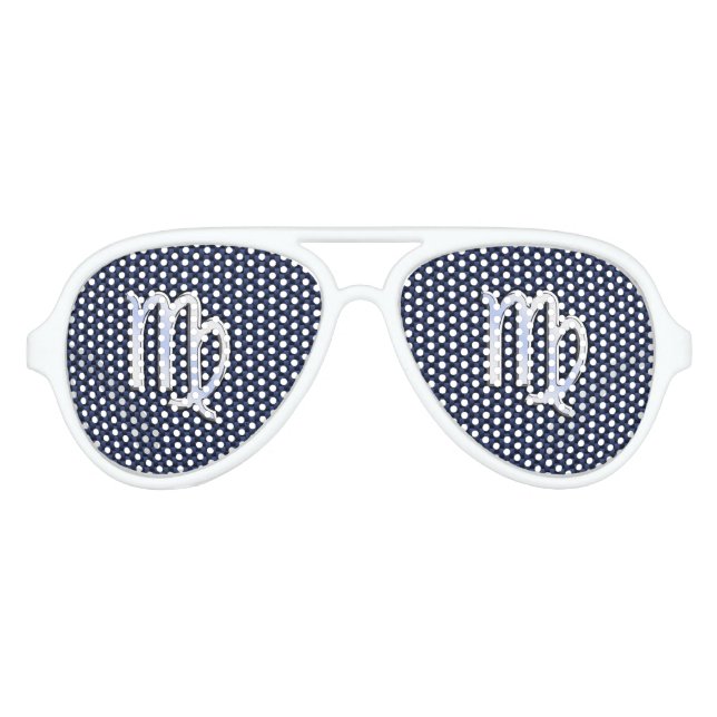 Virgo Zodiac Sign auf Navy Blue Carbon Fibre Print Partybrille (Vorderseite)