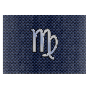 Virgo Zodiac Sign auf Navy Blue Carbon Fibre Style Schneidebrett