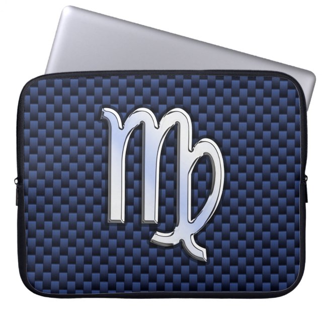 Virgo Zodiac Sign auf Navy Blue Decor Laptopschutzhülle (Vorderseite)