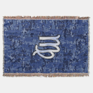 Virgo Zodiac Sign auf Navy Blue Digital Camouflage Decke
