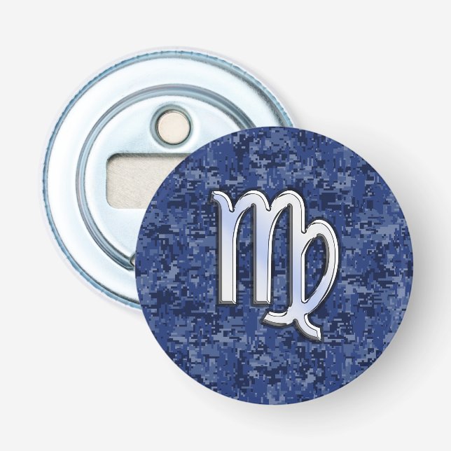 Virgo Zodiac Sign auf Navy Blue Digital Camouflage Flaschenöffner (Vorderseite)