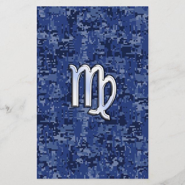 Virgo Zodiac Sign auf Navy Blue Digital Camouflage Flyer (Vorne)