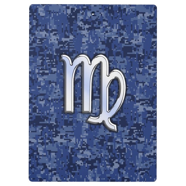 Virgo Zodiac Sign auf Navy Blue Digital Camouflage Klemmbrett (Rückseite)