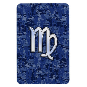 Virgo Zodiac Sign auf Navy Blue Digital Camouflage Magnet