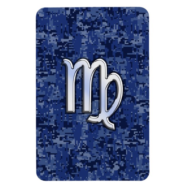 Virgo Zodiac Sign auf Navy Blue Digital Camouflage Magnet (Vertikal)