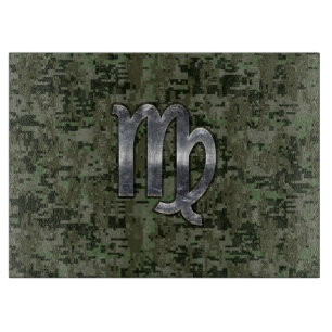 Virgo Zodiac Sign auf Olive Green Digital Camoufla Schneidebrett
