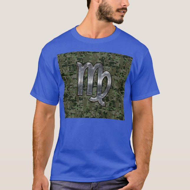 Virgo Zodiac Sign auf Olive Green Digital Camoufla T-Shirt (Vorderseite)