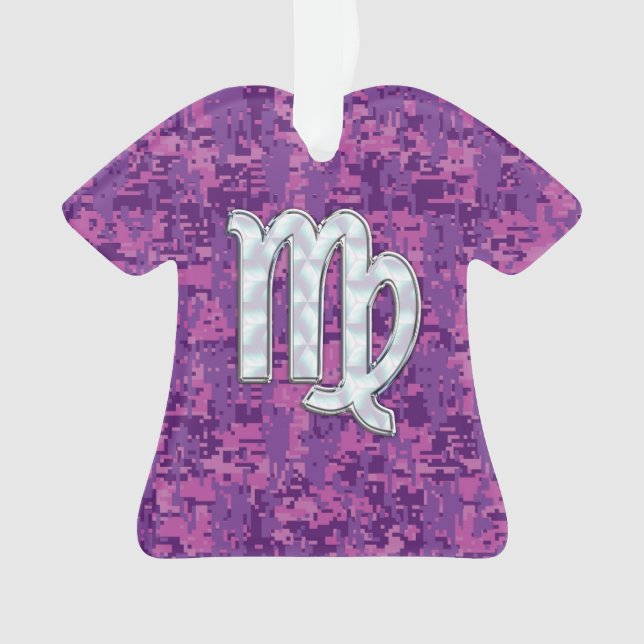 Virgo Zodiac Sign auf Pink Fuchsia Digitale Camouf Ornament (Vorderseite)