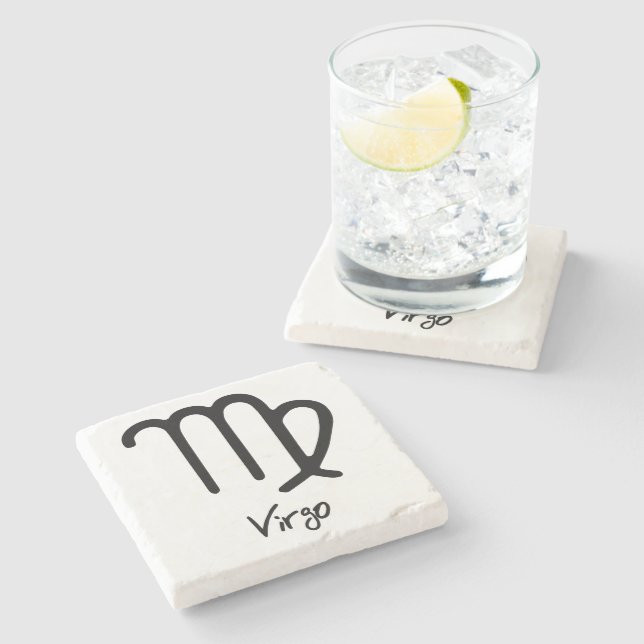 Virgo Zodiac Sign auf weißem Hintergrund Steinuntersetzer (Seitenansicht)