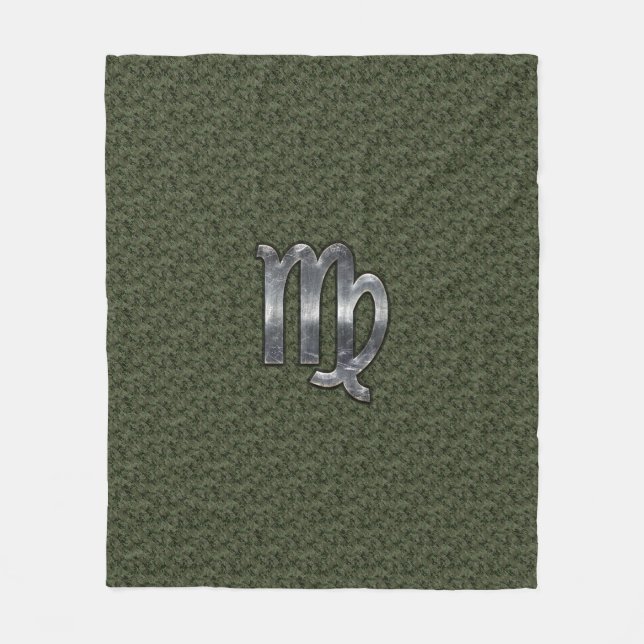 Virgo Zodiac Sign auf Woodland Digital Camouflage Fleecedecke (Vorderseite)