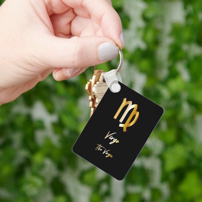 Virgo Zodiac Sign, Black & Gold Schlüsselanhänger (Hand)