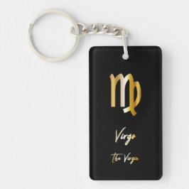 Virgo Zodiac Sign, Black & Gold Schlüsselanhänger