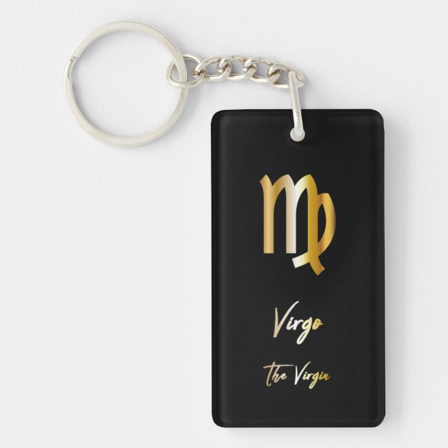 Virgo Zodiac Sign, Black & Gold Schlüsselanhänger (Vorderseite)