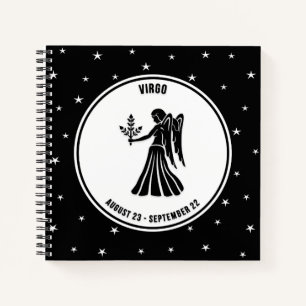 Virgo Zodiac Sign, Black & White Notebook Notizbuch