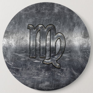 Virgo Zodiac Sign Grunge gestörter Stil Button