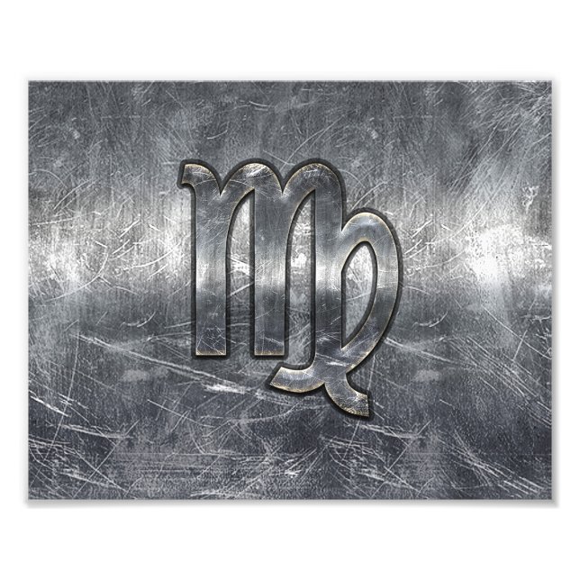 Virgo Zodiac Sign Grunge gestörter Stil Fotodruck (Vorne)