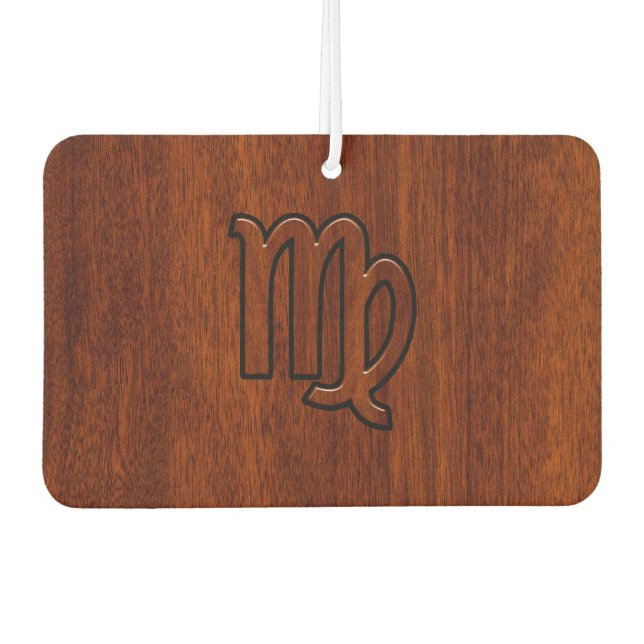 Virgo Zodiac Sign in Brown Mahogany Style Autolufterfrischer (Vorderseite)