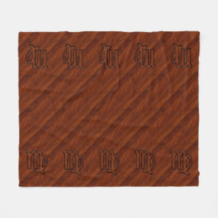 Virgo Zodiac Sign in Rich Mahogany Wood Style Fleecedecke