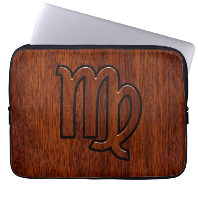 Virgo Zodiac Sign in Rich Mahogany Wood Style Laptopschutzhülle (Vorderseite)