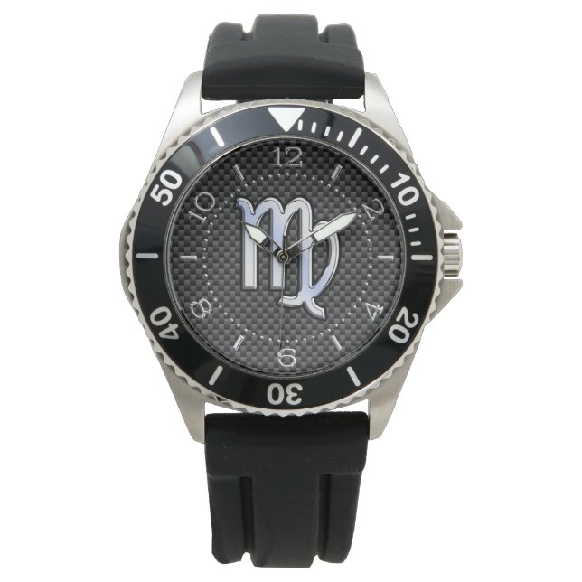 Virgo Zodiac Sign Kohlefaser Dial Armbanduhr (Vorderseite)