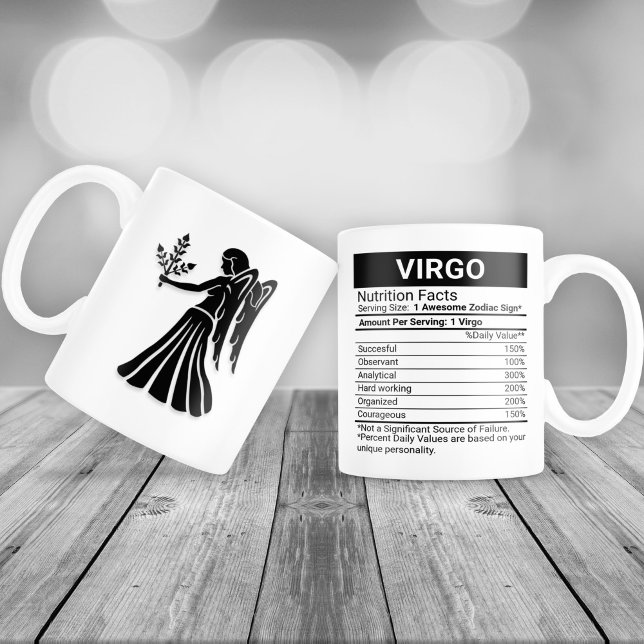 Virgo Zodiac Sign mit Nutrition Facts, Jumbo-Tasse (Von Creator hochgeladen)