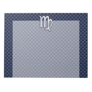 Virgo Zodiac Sign on Navy Blue Carbon Fiber Print Notizblock