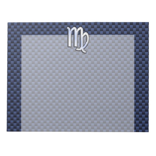 Virgo Zodiac Sign on Navy Blue Carbon Fiber Print Notizblock (Vorderseite)