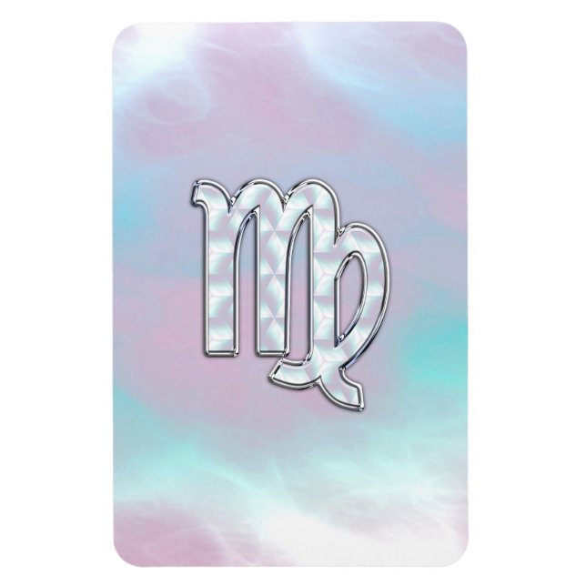 Virgo Zodiac Sign on Pastels Mother of Pearl Magnet (Vertikal)