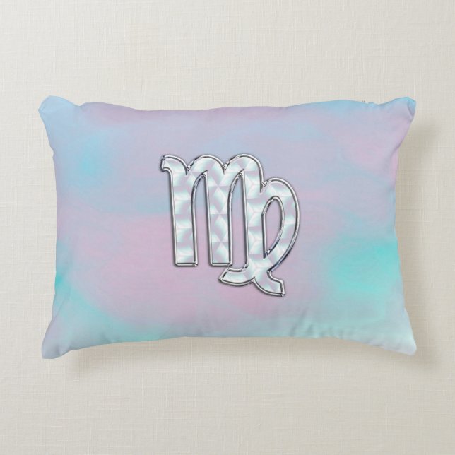 Virgo Zodiac Sign on Pastels Mutter von Pearl Dekokissen (Vorderseite)