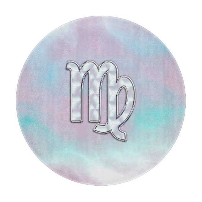 Virgo Zodiac Sign on Pastels Mutter von Pearl Styl Schneidebrett (Vorderseite)