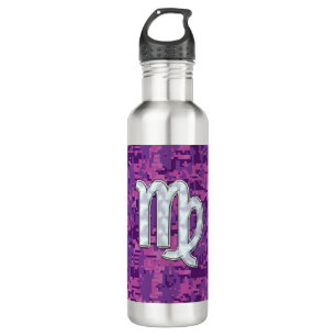 Virgo Zodiac Sign on Pink Digital Tarnung Trinkflasche