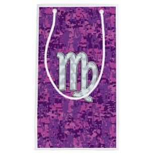 Virgo Zodiac Sign Pink Fuchsia Digital Camouflage Kleine Geschenktüte
