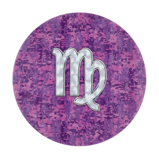Virgo Zodiac Sign Pink Fuchsia Digital Camouflage Schneidebrett (Vorderseite)